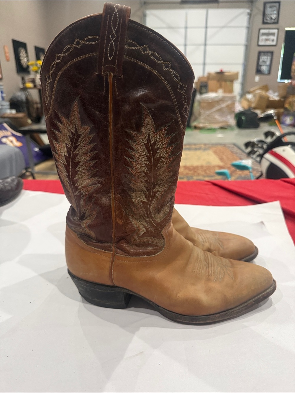 Tony Lama Two-Tone Brown and Tan Western Cowboy Boots